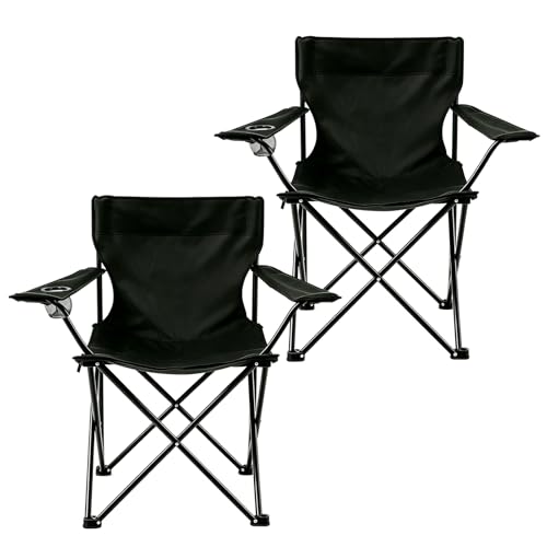 2 Pack Portable Camping Chairs, Portable Outdoor Collapsible Chair for Adults,Lawn Chair with Cup Holder & Carry Bag, Collapsible Chair for Sports, Fishing, Hiking, Travel, Beach, Backyard 300LBS - color: Standard, size: 2PCS