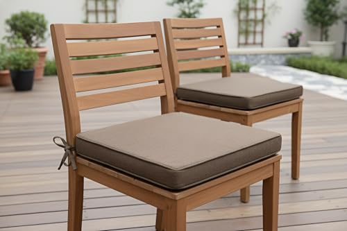 Magpie Fabrics Indoor Outdoor Waterproof Square Chair Cushion, 18" x 18" x 2.5", 2 Pack, Water Resistant Seat Cushions, for Patio Garden Office, Dark Brown - color: Dark Brown