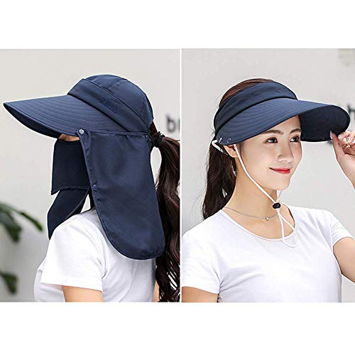Outdoor UPF 50+ UV Sun Protection Waterproof Breathable Face Neck Flap Cover Folding Sun Hat for Men/Women - color: Navy