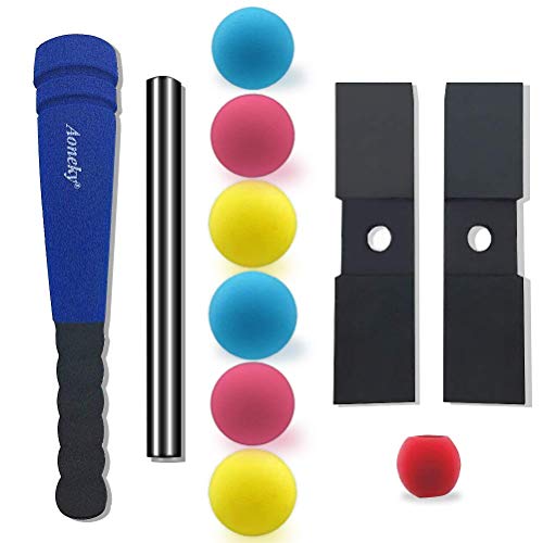Aoneky Foam Tball Set for Toddlers 1-3 Years - First Baseball Toy with Soft Foam Bat & Balls, Stable Tee & Carry Bag, Indoor Outdoor Gift for Kids (Blue) - color: Blue