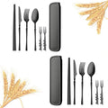 Portable Cutlery Set Travel Utensils with Case , Reusable Camping Utensil Sets for Lunch Picnic Daily Use Outdoor , Eco-Friendly BPA Free Tableware (Dark Grey , Dark Grey) - color: Dark Grey ，Dark Grey