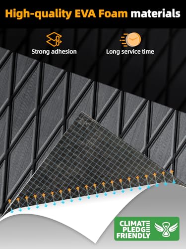 FOCEAN Boat Flooring EVA Foam Boat Decking Marine Mat Non-Slip Self-Adhesive Flooring Sheet for Motorboat Jon Boats Bass Boat Kayak RV Floor, 94.5''x 47.2'', Dark Grey with Black Lines - color: Dark Grey With Black Seam Lines, size: 94.5"L x 47.2"W x 0.2"