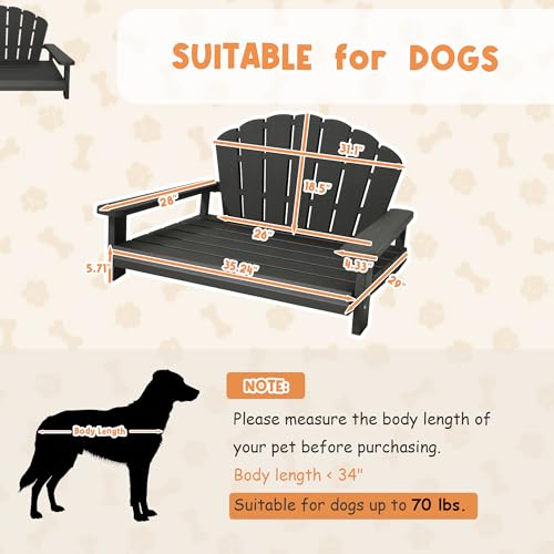 Fancyango Resin Dog Sofa Indoor Outdoor Waterproof Bed Stable Resin Comfort Design - Easy Assembly in Minutes (Black 35.24''*29''*18.5'') - color: Black