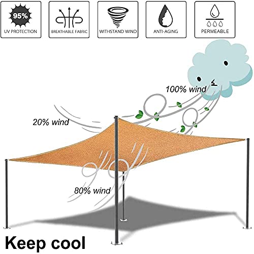 Rectangle Sun Shade Sail Canopy, 6' x 10' Patio Shade Cloth Outdoor Cover - Sunshade Fabric Awning Shelter for Pergola Backyard Garden Carport (Sand) - color: Sand, size: 6' x 10' Rectangle