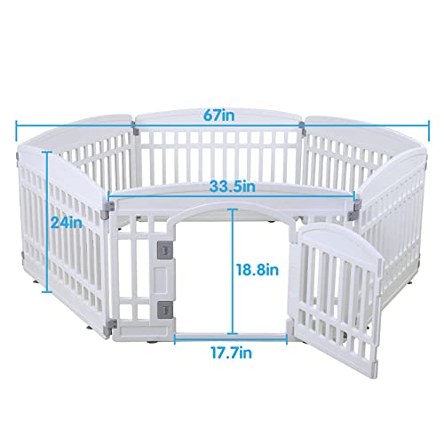 Pet Playpen for Dogs Heavy Plastic Puppy Exercise Pen Indoor Outdoor Small Pets Fence Puppies Folding Cage 6 Panels for Puppies and Small Dogs House Supplies (White 6*Panel) - color: White, style: WHITE 6*panel