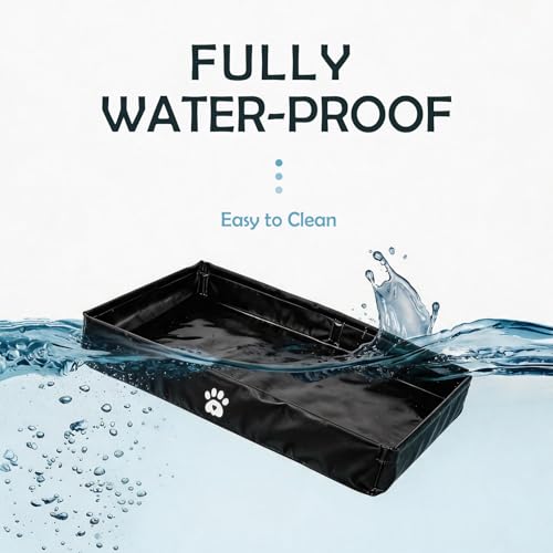 MEEXPAWS Dog Pee Pad Holder Tray Foldable, Puppy Pad Holder Liner Base High Side, Litter Box Indoor for Large Dog 33’’x22’’, Training Leak-Proof, Potty Easy Clean - color: Black, size: Large - 33'' x 22'' x4''