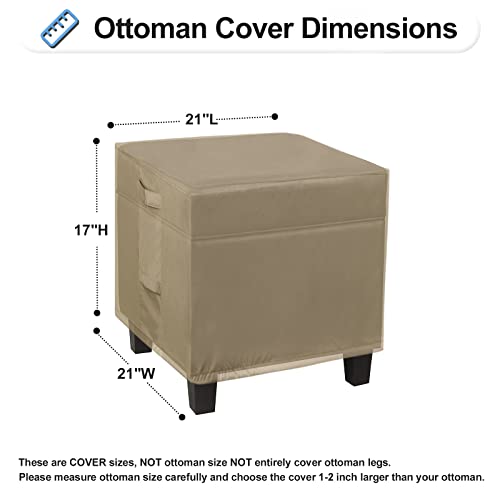 OutdoorLines Outdoor Waterproof Patio Ottoman Covers - Rectangle UV-Proof Patio Side Table Cover Windproof Heavy-Duty Furniture Covering Protector 21L x 21W x 17H Inch, Camel - color: Camel, size: Square 21"l X 21"w X 17"h