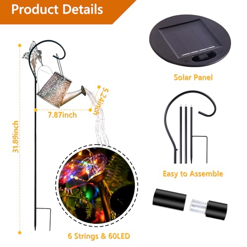 SRNPMIU Solar Watering Can Light, Solar Outdoor Decorative,Garden Decor Lights for Yard, IP65 Waterproof Hanging Lantern Landscape Lights, Garden Gifts for Mom, Grandma Women Birthday - color: Multicolor -Flower Fairy