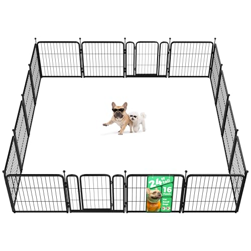 FXW Rollick Unleashed Dog Playpen for Indoor, Yard, RV Camping, 24 inch 16 Panels for Small and Puppy Dogs, Black│Patented - color: Black, size: 24"H
