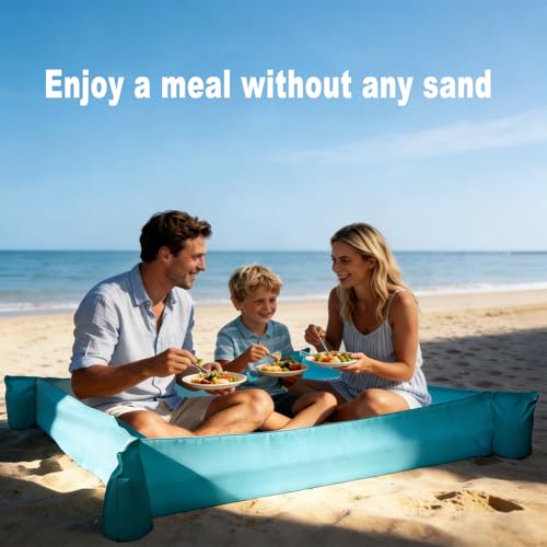 LOTTAFUN Beach Umbrella for Kids with Walled Blanket, Sandbox for Toddlers Lightweight Mat for Outdoors, Water Resistant, Portable and Lightweight for Sand and Grass - color: kid umbrella and blanket