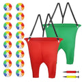 2 Pcs Granny Pants Yard Game with Suspenders, 16 Bouncy Balls & 2 Pumps - Hilarious Outdoor Party Game for Adults, Kids, Family Reunions & Field Days