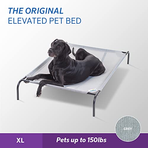 Coolaroo Original Elevated Dog Bed - Breathable Off-The-Ground Pet Bed with Cooling Fabric, Joint Relief & Moisture-Resistant Fabric, 100% Recyclable, Easy Clean, Gray, Extra Large - color: Grey, style: X-Large Dog Bed