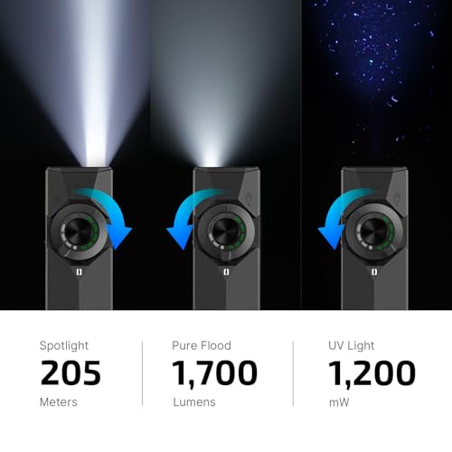 OLIGHT ArkPro Ultra EDC Flat Flashlight, Rechargeable Portable Flash Light, 1700 Lumens with White LED, UV and Green Beam for Working, Emergency, Camping, Everyday Carry (Onyx Black) - color: Onyx Black