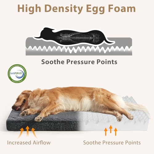 JOEJOY Orthopedic Dog Bed for Small Dogs, Washable Dog Crate Bed Small Sized with Removable Cover, Egg Memory Foam Pet Beds, Grey, 23"x17" - color: Grey, size: S(23"x17")
