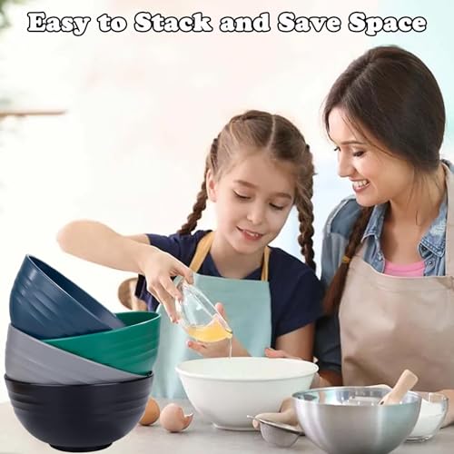 Unbreakable Wheat Straw Cereal Bowls Set of 4, 24 OZ Microwave and Dishwasher Safe Lightweight Soup and Salad Bowl Sets, Reusable Dessert Bowls for Rice, Pasta, Snack, Fruit, BPA Free - color: Colorful