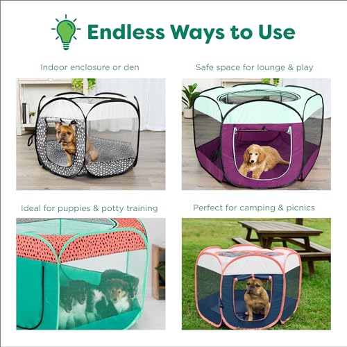 Furhaven Portable Playpen for Dogs and Cats, Pet Playground,Kennel Foldable Indoor Outdoor Zippered Puppy & Kitten Crate - Navy, Large