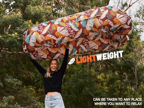 WEKAPO Inflatable Couch Air Lounger Chair - Camping & Beach Accessories, Portable Blow up Sofa for Hiking, Lawn, Indoor/Outdoor Movies & Music Festivals. Lightweight and Easy to Set Up Air Hammock - color: Chocolate Leaf