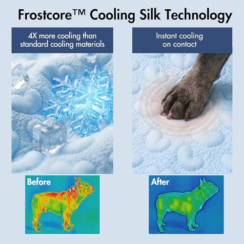 Spark Paws Cooling Mat for Dogs - Self Cooling Dog Mat & Pet Cooling Pad for Large, Medium & Small Dogs - Non-Toxic, Non-Gel Washable Cooling Bed - Hearts Blue - Size XXL - color: Hearts Blue, size: XX-Large