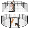 Kfvigoho Dog Playpen Outdoor Extra Wide 16 Piece Panels Heavy Duty Dog Fence 47" Height Anti-Rust with Doors Portable for RV Camping Yard, Total 42FT, 140 Sq.ft, Snowy Black - style: 32"W x 47"H