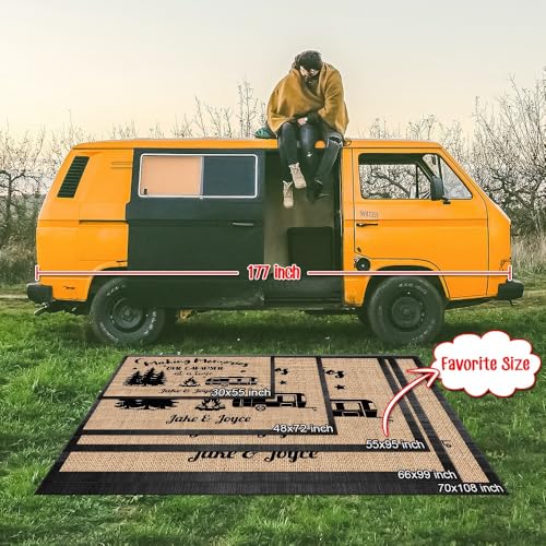 Custom Outdoor Rug for Camping Drive Slow Drunk Campers Matter RV Trailer Decor Camping Rug for Outdoors, Backyard, Patio, Picnic, Beach, 66 x 99 Inch, 23 RV Optional - color: Drive Slo, size: 5'6" x 8'3" (Rectangular)