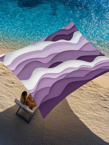 Ocean Waves Sun Shade Sail 12' x 16' Purple White Wave Gradient Waterproof Sun Shade Rectangle UV Block Canopy Awning Outdoor Sunshade for Patio Porch Pergola Deck Backyard Garden - color: Purple, size: 12' x 16'