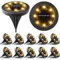 Solar Powered Ground lights 12 Pack,Waterproof LED Solar Lights Outdoor Solar Disk Lights Decorative,Solar Garden Lights for Landscape Pathway Patio Yard Walkway Path Lawn Driveway Lighting Warm White - size: 12 Pack