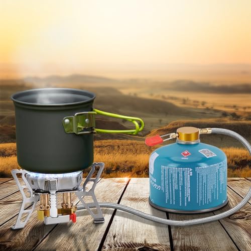 WADEO 6800W Windproof Camping Gas Stove, Small Camping Stove with Piezo Ignition, 1LB Propane Tank Adapter, Butane Adapter for Outdoor Cooking, Picnic, Camping and Hiking - style: 6800W