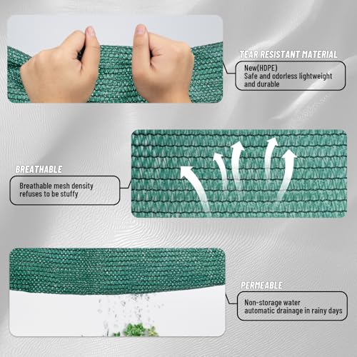 Cool Area 90% Sun Shade Cloth Mesh Tarp with Grommets for Plant Cover 6x8ft Patio Canopy Garden Pergola Greenhouse Car Barn Kennel Dark Green - color: 90% Shade-Dark Green, size: 6FTx8FT