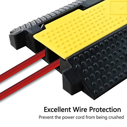 1 Pack Rubber Cable Ramp Hose Cable Protector Ramp 2 Channel 22000Lbs Load Capacity Traffic Speed Bump Wires Power Lines Extension Cord Cover for Indoor Outdoor - color: 22000Lbs-2Channel-1Pack