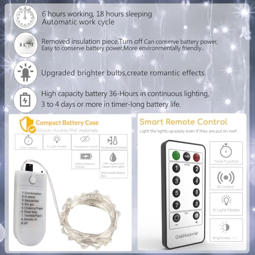 6 Pack Fairy Lights Battery Operated Mini String Lights with Timer 2PCS Remote 6.5ft 20LED Cool White Firefly Lights Waterproof Silver Wire Twinkle Lights DIY Mason Jar Wedding Party Christmas Decor - color: Cool White, size: 6.5ft