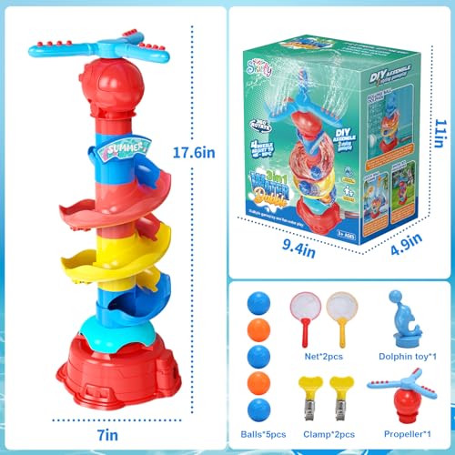 Skirfy Water Sprinkler for Kids,3 in 1 Water Toys for Boys Girls,Catch Ball Game,Outdoor Play Summer Pool Party,Outside Toys,Lawn Backyard,Garden Game Toy for Kids Ages 3 4 5 6 7 8