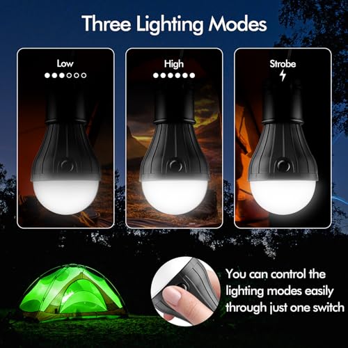 FLY2SKY Tent Lamp Portable LED Tent Lights 5 Packs Hook Hurricane Emergency Lights LED Camping Light Bulb Camping Tent Lantern Bulb Camping Equipment for Camping Hiking Backpacking Fishing Outage - style: H-CLOSED-HOOK