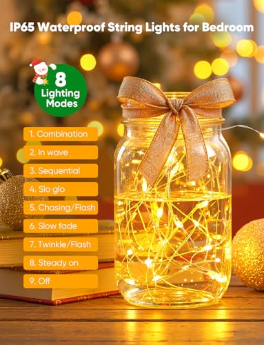 Minetom 12 Pack Fairy Lights Battery Operated String Lights 8 Modes, 7ft 20LED Waterproof Silver Wire Twinkle Lights, Firefly Starry Moon Lights for Mason Jars DIY Christmas Wedding Party - color: Warm White+White, size: 12 Pack