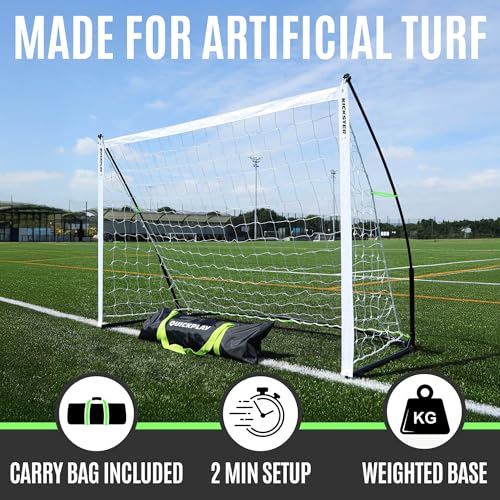 QuickPlay Kickster Elite Portable Soccer Goals - Ultra Fast Setup Weighted Training Goals for Backyard, Turf & Indoor Use - Durable Soccer Nets for Home & Team Practice - style: 18.5 x 6.5'