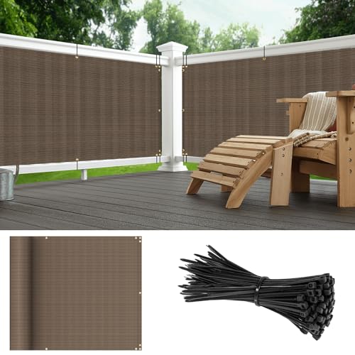 2.5'x4' Balcony Privacy Screen Fence Panels Outdoor Deck Shade Fencing, Apartments Railing Cover UV Protection Outside Screen for Patio Porch, Brown - color: Brown, size: 2.5'x4'