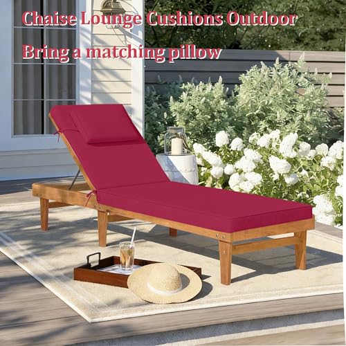 Chaise Lounge Cushions Outdoor 72x21x4 Inch, Patio Lounger Chair Cushion with Removable Cover, Fade Resistant Replacement Pad for Outdoor Furniture (Burgundy, 72x21x4 inch) - color: Burgundy