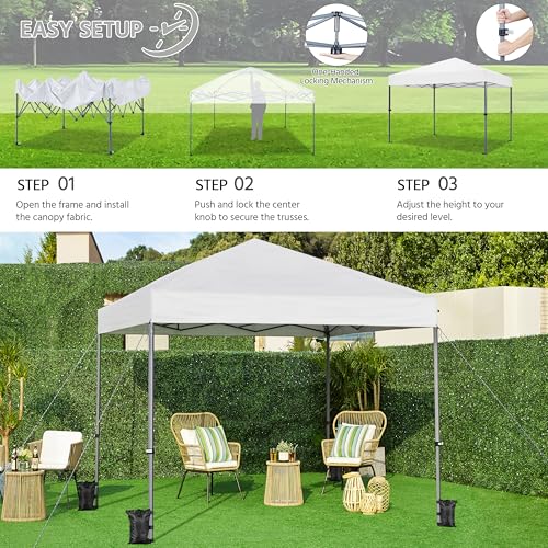Yaheetech 10x10 Pop Up Canopy Easy Set-up Tent, Portable Outdoor Canopy Instant Tent, Commercial Gazebo with Wheeled Carry Bag & 4 Sandbags for Home, Party & Outdoor Activities, White - color: White, size: 10x10