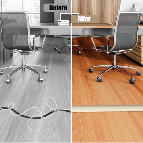 Floor Cord Cover Self Adhesive Cord Hider,3.3FT Cable Management, Extension Strip Protector for Wires, Prevent Cable Trips for Offices, Gyms, Exhibitions Cavity:0.3"(W) x 0.28"(H) Yellow Wood - color: Yellow Wood, size: 0.78" x 3.3'