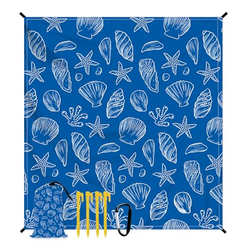 Beach Blanket Waterproof Sandproof Oversized, Extra Large Beach Mat 79" X 87"/110"x118" for 1-8 Adults Sand Free, Quick Drying Durable Outdoor Picnic Mat for Beach Travel Camping Hiking - color: Shell, size: 9x10 FT (1～8 Person)