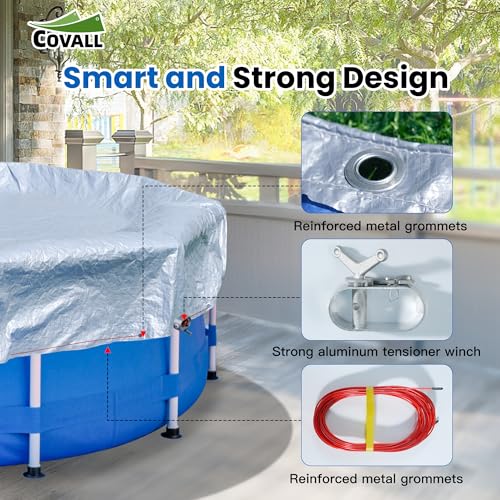 15FT Pool Covers for 11FT Above Ground Swimming Pool,Round Cover,Winter Pool Cover with Winch and Cable (Silver/Blue) - color: Silver/Blue, size: 15' (Round)