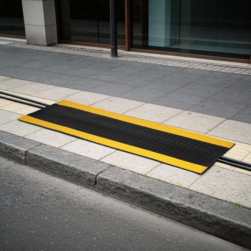 Rubber Cord Cover Mat 47.2in Cable Protector Mat Heavy Duty Grip Cord Hider to Avoid Cable Trips