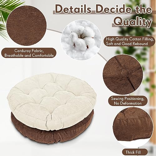 Jerify Floor Pillow Cushions Large Round Square Large Meditation Floor Pillow for Classroom Adult Meditation Picnic Party Seating Learning Daycare School(Round,Brown,4 Pcs) - color: Brown, size: Round