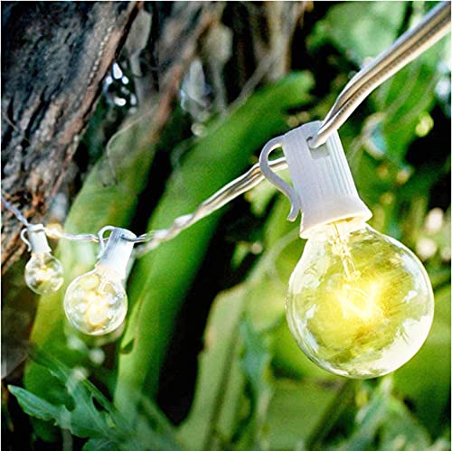 Abeja 50Ft Outdoor Patio String Lights with 53 Clear Globe G40 Bulbs,UL Listed for Patio Porch Backyard Deck Bistro Gazebos Pergolas Balcony Wedding Gathering Parties Decor, White - color: 50Ft Amber White-White, size: 50FT