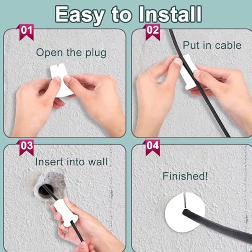 4Pcs Cable Routing Kit for 1 Inch Wall Hole Rubber Ethernet Cable Wall Pass Through Grommet for Starlink Home and Outdoors Use White