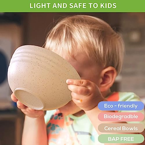 K Y KANGYUN Unbreakable Cereal Bowls - 24 oz Reusable Wheat Straw Bowl- Perfect for Serving Soup, Oatmeal, Pasta, Salad Camping, Picnic Bowls- Dishwasher & Microwave Safe - BPA Free, Sets for 4 - size: Bowl-5.9in