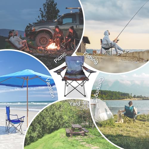 Northroad Camping Chair Portable Camp Chair, Folding Lawn Chair with Cup Holder for Outdoor Camping, Hiking, Travel, Patio, Beach, Picnics - color: Sky Blue