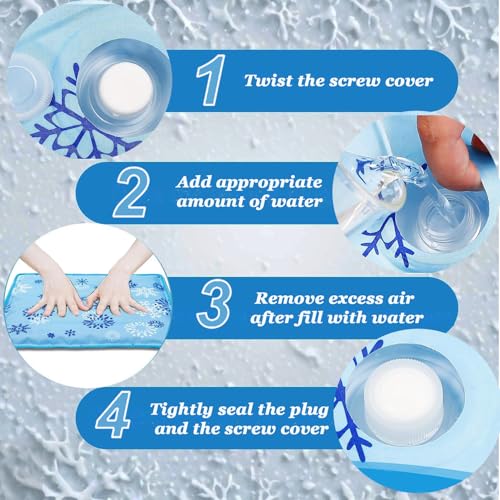 Cooling Dog Bed, Premium Pet Cooling Mat Waterproof & Scratch-Resistant, Non-Slip Summer Essential for Dogs Cats, Foldable Cooling Pad for Indoor Outdoor Travel(S 16''*20'') - color: Blue snowflakes, size: 20''*16'' Small