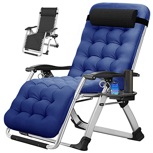 MOPHOTO Zero Gravity Chair, Outdoor Padded Lounge Chair with Side Table, Zero Gravity Recliner Chair, Outdoor Reclining Chair, Sturdy & Comfortable, Supports up to 440lbs - color: Sky Blue, style: Zero Gravity Chair