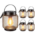 KOOPER Metal Solar Lanterns Outdoor Waterproof, 4 Pack Brighter Hanging Solar Lights for Outside, Up to 15 Hours Modern Hanging Solar Powered Lanterns Lights for Yard Patio Porch Garden Decorative - style: 4 Pack
