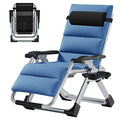 Slsy Zero Gravity Chair, Reclining Lounge Chair with Removable Cushion & Tray for Indoor and Outdoor, Patio Recliner Folding Reclining Chair - color: Linen Ocean Blue, style: Zero Gravity Chair